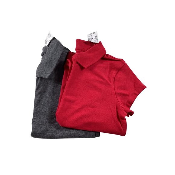 Set Of 2 Childrens Place Girls Polo Shirts Red & Gray Size S School Uniform NWT - Picture 6 of 6